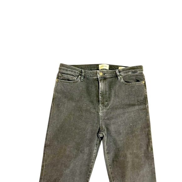 Frame premium Denim black blue Jeans Le Crop Mini Boot raw edge hem size 32 - Picture 6 of 9